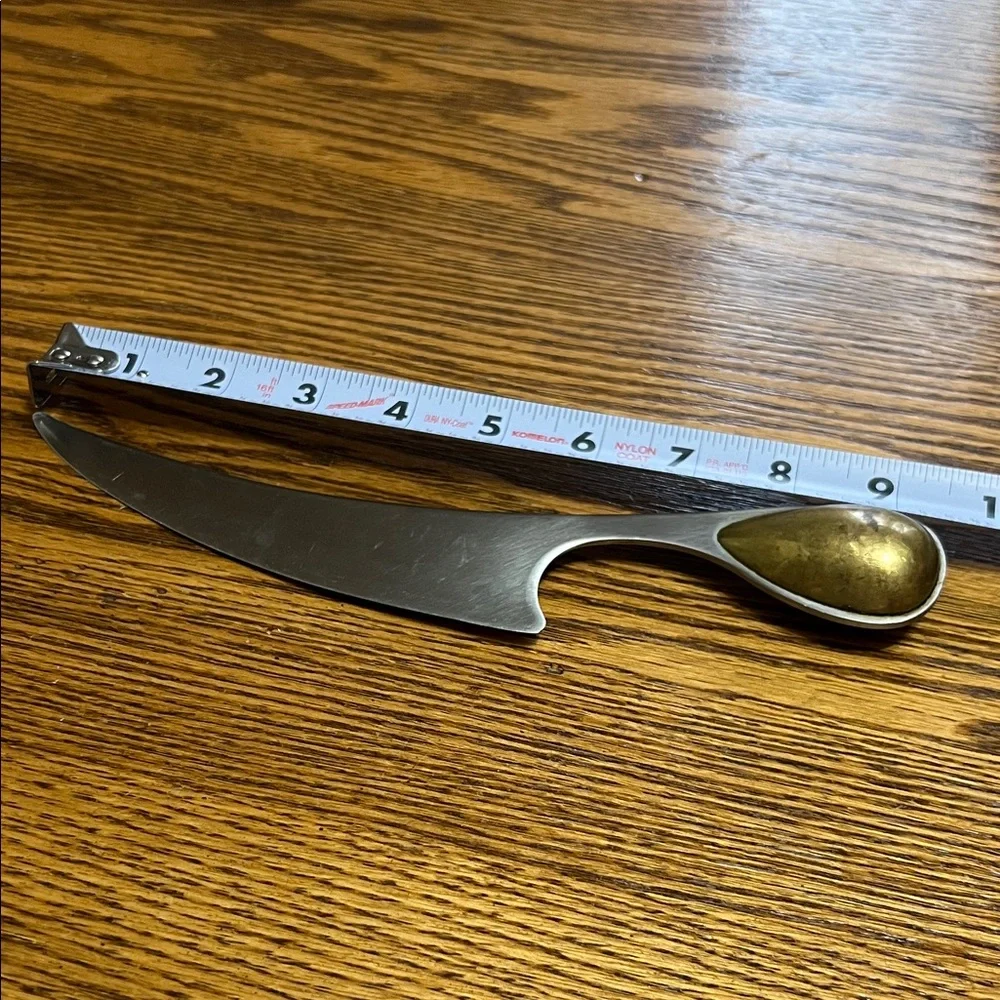 Dansk Brass and Silver Blade Cheese Knife with weighted handle